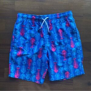 Boys Blue and Pink Fish Pattern Swim Shorts size 14/16